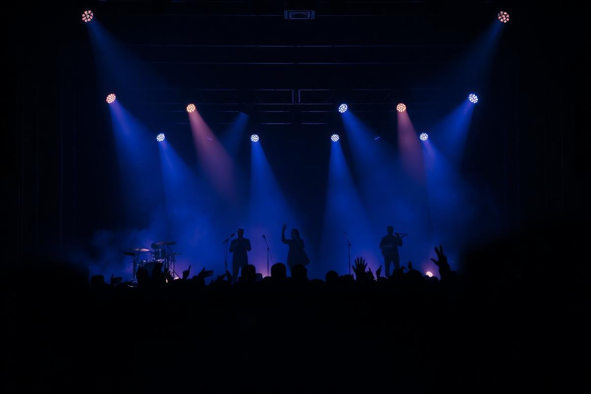 Worship team leading worship